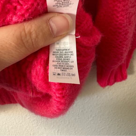 Aerie Peach Pink Happy Place Wool Blend Cable Knit Oversized Sweater Size Small - Picture 6 of 6